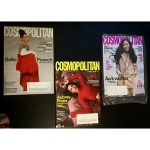 3 Vintage Cosmo magazine lot #3 Aubrey Plaza, Bella Poarch, Awkwafina (Perfumes)